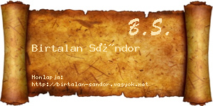 Birtalan Sándor névjegykártya