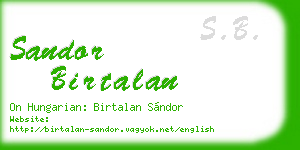 sandor birtalan business card